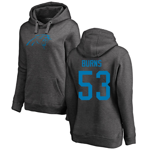 Carolina Panthers Ash Women Brian Burns One Color NFL Football #53 Pullover Hoodie Sweatshirts